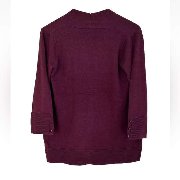 Evolution Open Front 3/4 Sleeve Super Soft Burgandy Cardigan Sweater NWT Size S - Picture 4 of 8